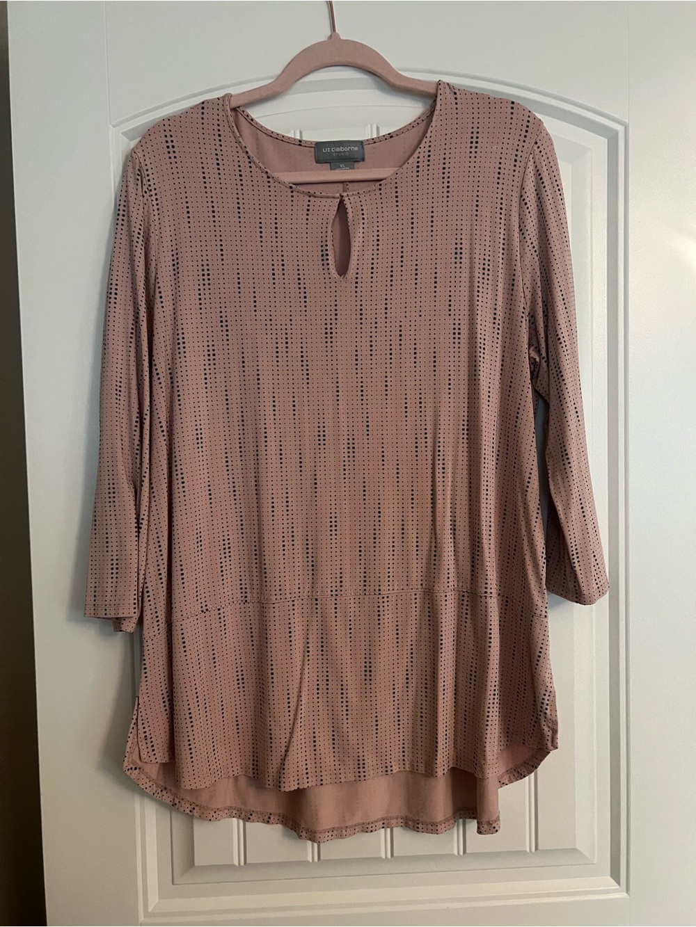 Liz Claiborne Dusty Mauve Dot-Keyhole Peplum Tunic